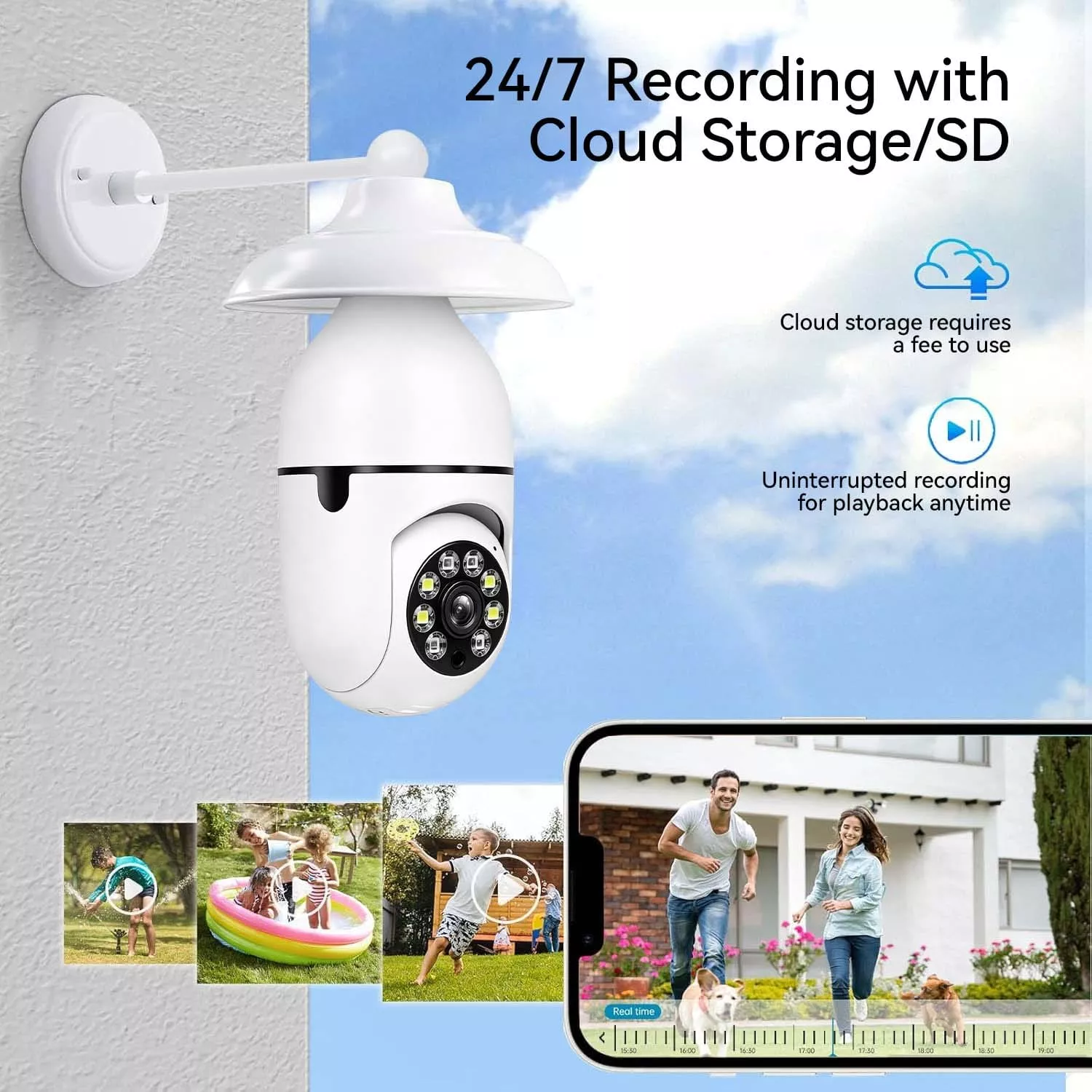 360° Panoramic 2MP WiFi PTZ Light Bulb Security Camera - Image 2